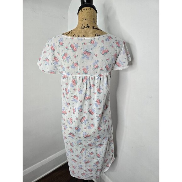 Vintage Dainty Floral Grannycore Cotton Night Gown House Dress - Picture 4 of 11